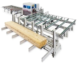 Cepilladora automática de doble cara industrial personalizable STR, sistemas de cinta transportadora de cadena de madera, opciones de rodillo de manipulación de MDF de madera maciza - Product Image 1