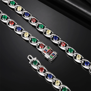 TikTok Viral Layered CZ <strong>Chains</strong> Set 10mm Iced Out Bling Colorful CZ Cuban <strong>Chain</strong> Necklace Rapper Style Gold <strong>Chains</strong> for Men - Product Image 4