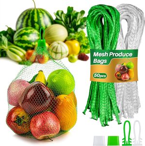 200Pcs 13.7 in Drawstring Mesh Bag Produce Vegetables Storage Mesh Bag Onion <strong>Netting</strong> for Farmers <strong>Market</strong> Bag - Product Image 6