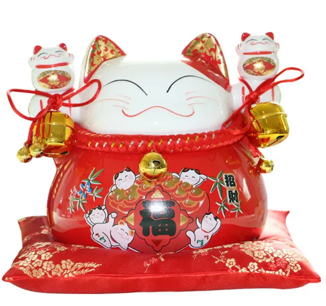 กระปุกออมสินแมวนำโชค Maneki Neko,กระปุกออมสินทำจากเซรามิกเพื่อความเจริญทางธุรกิจของขวัญที่ดีที่สุดสำหรับการเปิดร้านตกแต่งบ้านเสริมฮวงจุ้ย