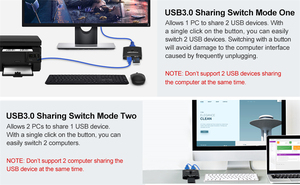 USB3.0开关选择器KVM切换器5gbps 2进1出USB开关USB 3.0双向分享器，用于打印机键盘鼠标共享 - Product Image 6
