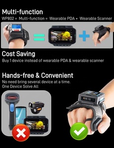 データ可視Android10ミニポータブル1D2D QRコードリーダーウェアラブルBluetoothバーコードスキャナーカメラ付き - Product Image 4