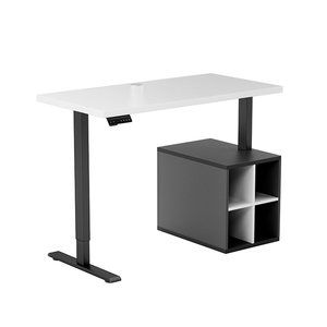 Escritorio de ordenador multifunción, mesa de ordenador ajustable en altura con estantes, mesa y silla de ordenador de madera