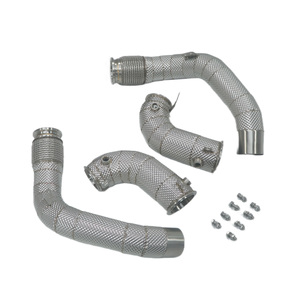SS304ท่อไอเสียสเตนเลสไหลสูงท่อดาวน์ไลท์สำหรับ F90 M5 BMW 2018-2021 4.4T ท่อไอเสียแบบ S63ตรงพร้อมเกราะป้องกันความร้อน - Product Image 2