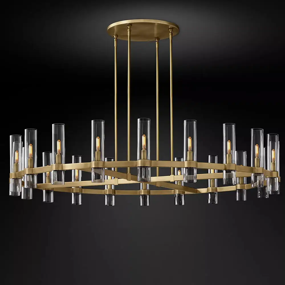 American round golden brass chandelier living room industrial restaurant chandelier luxury lights