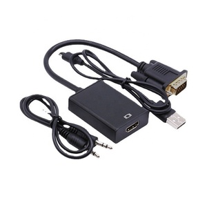 Cable adaptador convertidor de 1080P Vinput input entrada HMoutput output salida chapado en oro VA A a Hadapter adapter adaptador con cable de audio y alimentación para PC y portátil - Product Image 1