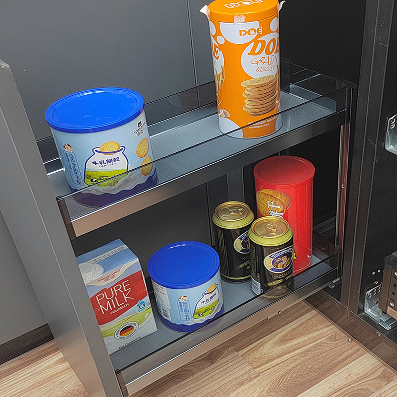 Popular Multi-functional Pull Out Soft Closing Kitchen Cabinet Accessories Drawer Seasoning Basket