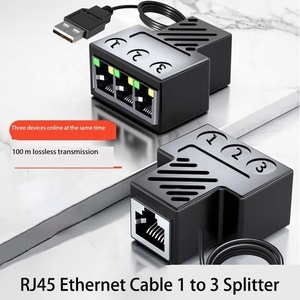 ช่องเสียบแยกอะแดปเตอร์อีเทอร์เน็ต1ถึง3พอร์ตเครือข่าย RJ45โรงงาน RJ45ซ็อกเก็ตตัวเมีย1ถึง3ตัวเมียพร้อมสาย USB - Product Image 2