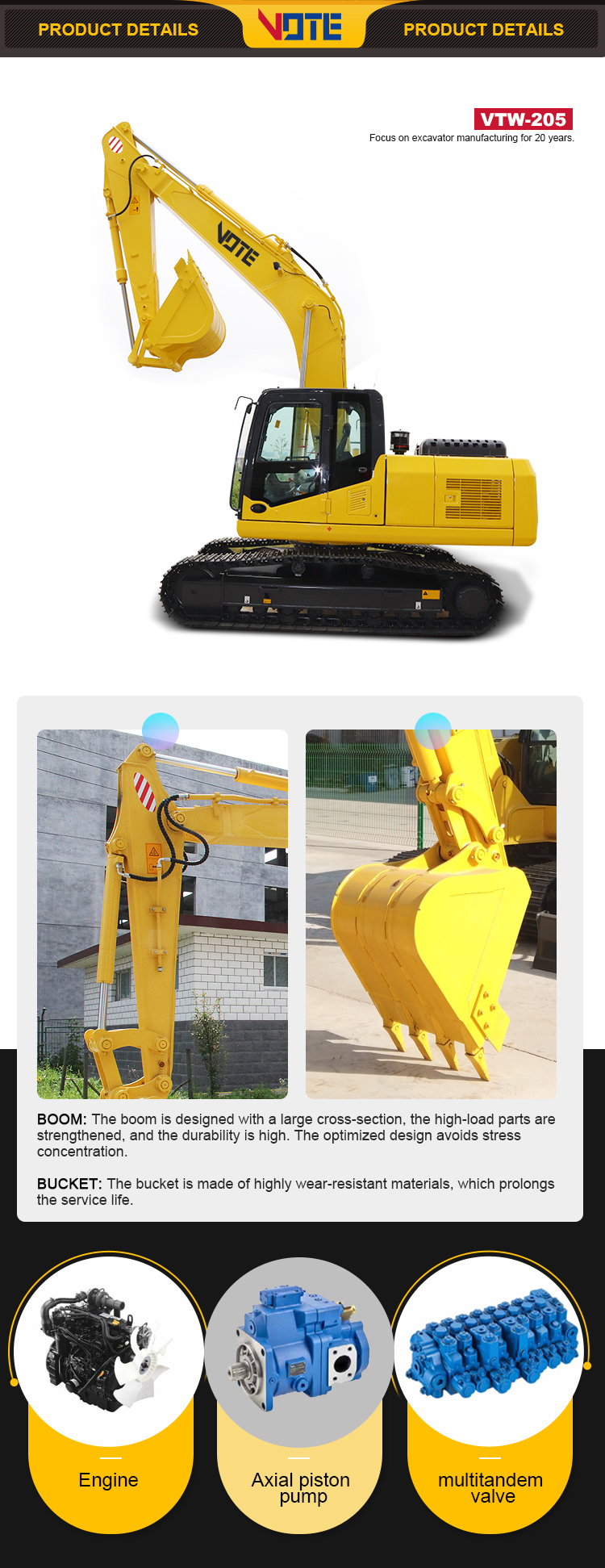 CE/ISO 20.5 ton large excavator digger for sale China machinery long crawler excavators prices Africa