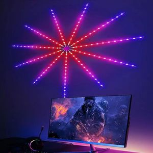 5Vミュージックサウンドシンクパーティーデコレーション花火シェイプLEDRGBICストリップライトリモート付き