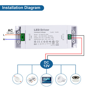 Controlador de tira LED de alto voltaje 30W 100-240V Entrada 24V DC 2.5A Fuente de alimentación de salida para tira LED