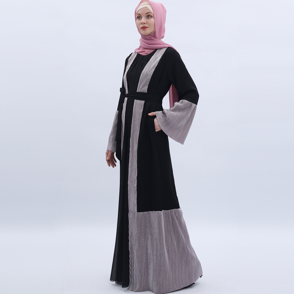 Women's Long Sleeve Maxi Dress Muslim Ramadan dress cardigan Arab outfit Islamic Arabic Style Casual Dress 9501