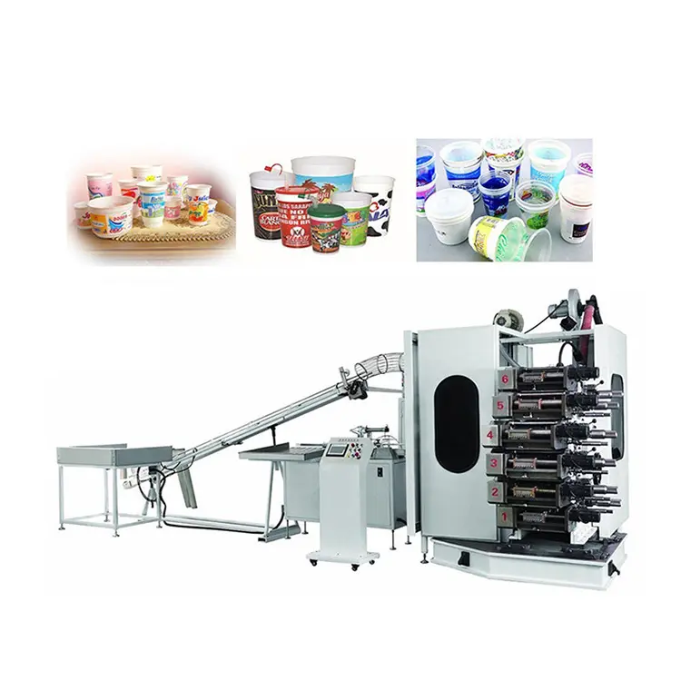 Automatic six color curved surface plastic cup printing machine offset printers