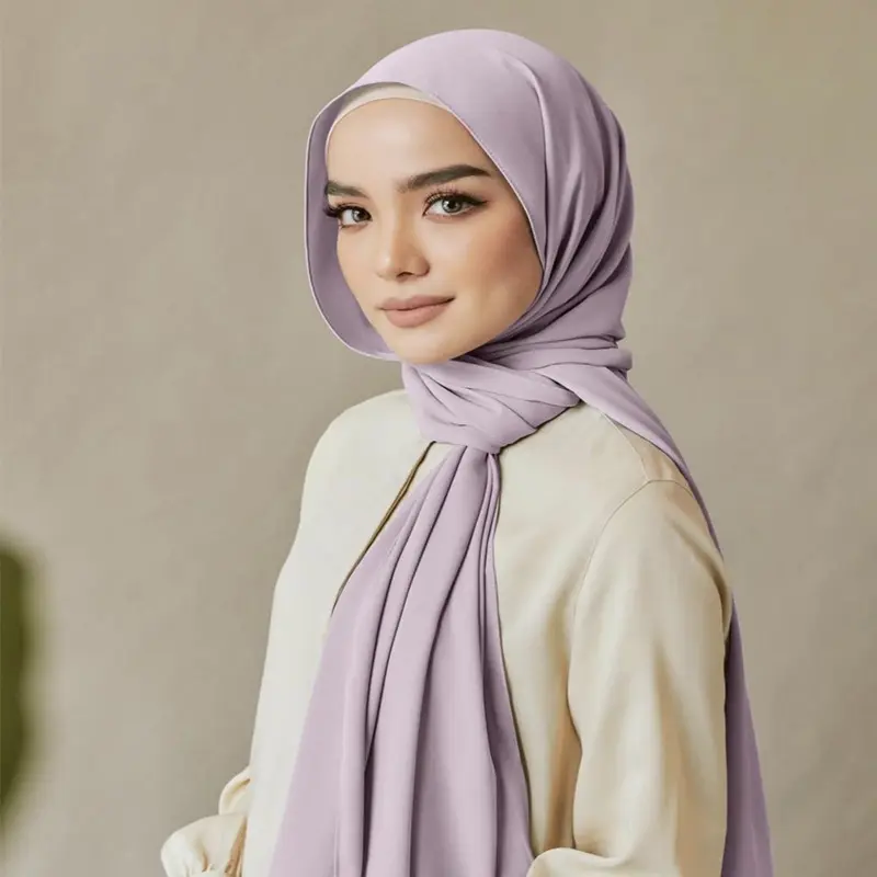 Женский муслиновый головной платок из Малайзии, шифоновый шарф из полиэстера, хиджаб, тюрбан, шарф и шарф-шали