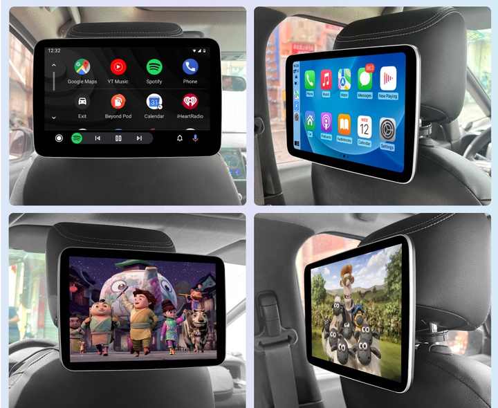 For Jmance 10.1 Inch Car Monitor Factory Supply 720*1280 Resolution 2GB RAM 32GB ROM Black Headrest Flip DSP GPS Support TV Apps