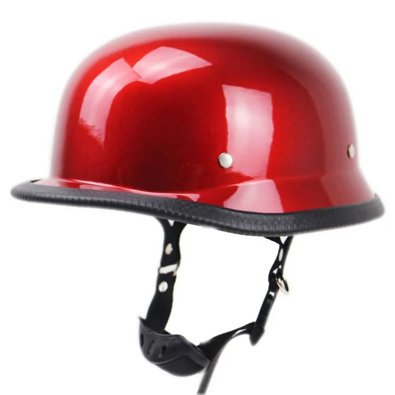 Motorcycle Cruiser Biker Scooter Glossy Red Duitse Half Gezicht Helm