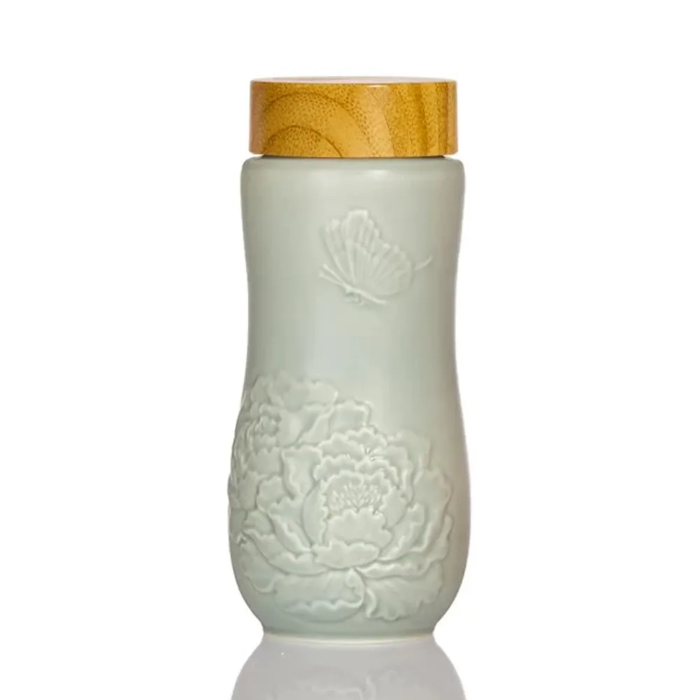 Acera Liven Golden Age peonia tè in ceramica Tumbler realizzato con bellissimi disegni minimalisti dipinti a mano