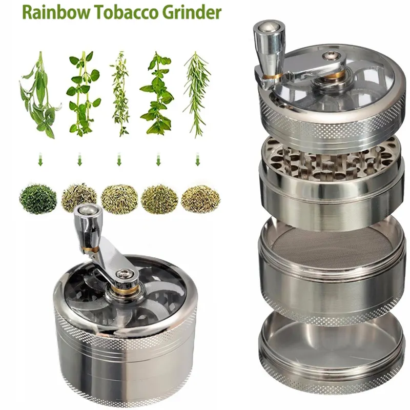 Custom Logo Smoke Shop Acessórios 63mm Metal Tobacco Crusher Alumínio De Aço Inoxidável 4 Camada Herb Grinder Para Fumaça