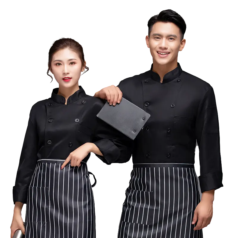 Moda manica lunga ristorante e divise da bar abito da cucina giacca da cuoco per hotel e ristoranti uniforme da cuoco