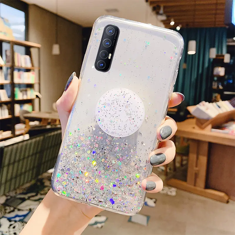 Moda sevimli Bling Glitter yıldız pul şeffaf silikon iPhone için kılıf için Samsung Huawei cep telefonu kılıfı için kapak