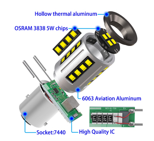 S2 3838 cips 12V araba dönüş sinyal ışığı geri dur işık Canbus ile 3156 7440 Cars 1156 olmayan Hyperflash arabalar için LED ampuller - Product Image 2