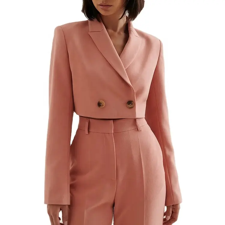 Blazer court sur mesure Exclusif Double boutonnage femmes mode Boxy Blazer court personnalisé