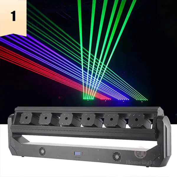 Venta caliente Comprar RGB Haz móvil Láser Fiesta Luz LED DMX RGB Dj Beam Bar 6 Ojos Night Club Stage Boda Rojo Verde Luz láser