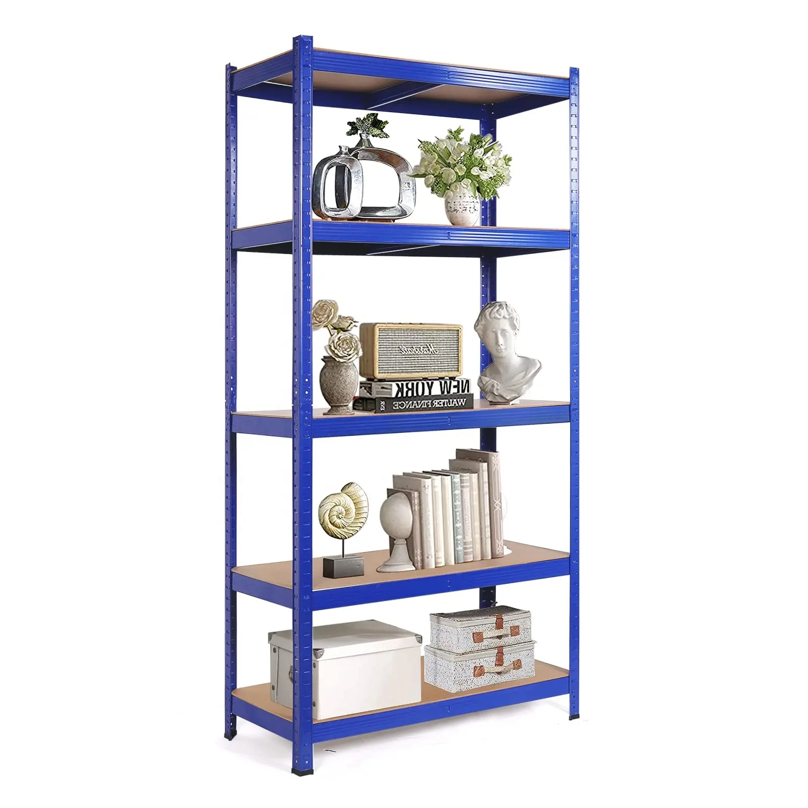 Leichtes verzinktes Rack 5-stufiges verstellbares Metall regal Display regal Boltless Slotted Shelving Rack für den Heimgebrauch