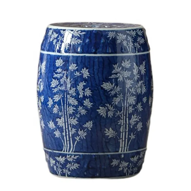 Taburete de cerámica con diseño de bambú para el hogar, decoración interior para el hogar, almacenamiento, con respaldo