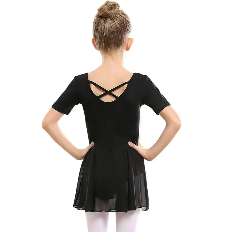 Đen ngắn tay áo ba lê skirted leotards Dance Dresses tutu trang phục cho nữ diễn viên Ballet Toddler cô gái