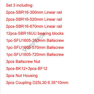 6pcs SBR16 <strong>Linear</strong> <strong>Guideway</strong> <strong>Rail</strong>+3pcs SFU1204 SFU1605 Ballscrews RM1605 Balls Screw RM1204+3sets BK12BF12/BK10BF10+3pcs Coupling - Product Image 4