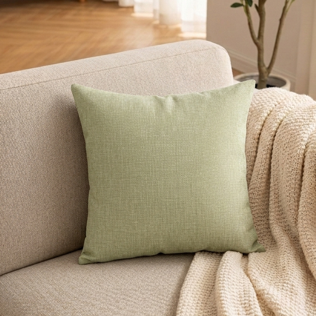 Lin de couleur unie vert pâle