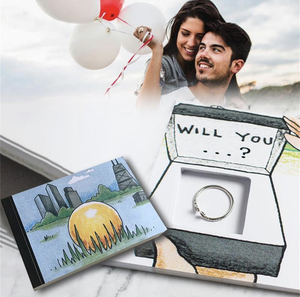 Culer <strong>Diy</strong> Propose Gift Will You Marry Me Notebook Book Flip Flap Hiding Marriage Ring Gift