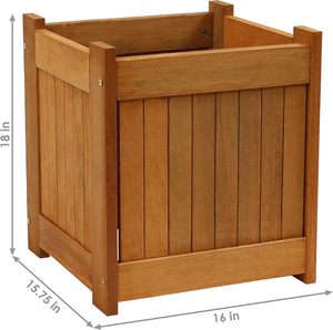 2 Sets Wood Square <strong>Planter</strong> Box <strong>Teak</strong> Oil Flower Plant Herb Rectangular Porch Deck Balcony <strong>Planters</strong> Wooden <strong>Planter</strong> Box - Product Image 3