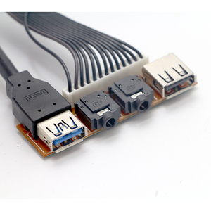 Audio Mic Entrada Salida Dual USB PC Computadora Caja Panel frontal Placa base Cable - Product Image 1