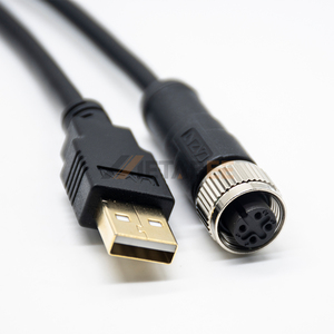 M12รหัสตัวเมียไปยังช่องเสียบสาย USB Type C 3M 4Pin 4ขาตัวผู้ RS485 RS232กันน้ำ M12 4ขาเพื่อ Usbm12กับซ็อกเก็ต USB - Product Image 2
