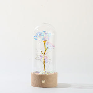 Custom Song Box Music Bluetooth Speaker <strong>LED</strong> Light Eternal Rose Gift Box Gold Leaf Rose Glass Cover <strong>Wind</strong> <strong>up</strong> Music Box - Product Image 6