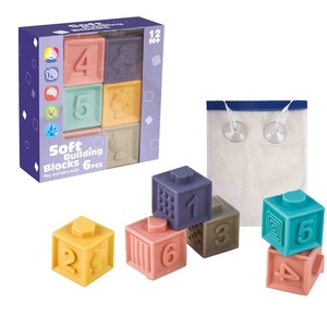 Bloques de construcción de silicona con diseño de número de Animal para bebé, juguete de aprendizaje, bloques suaves de apilamiento, con bolsa de malla, 6 uds. - Product Image 2