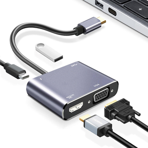 อะแดปเตอร์4 in 1ประเภท C ไปยัง HDTV สายแปลง VGA ฮับ USB 4K x 2K พร้อม VGA HDTV Combo Docking Station - Product Image 1