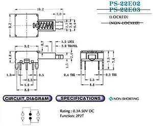2 P2T rechtwinkliger PS-Druckknopf schalter