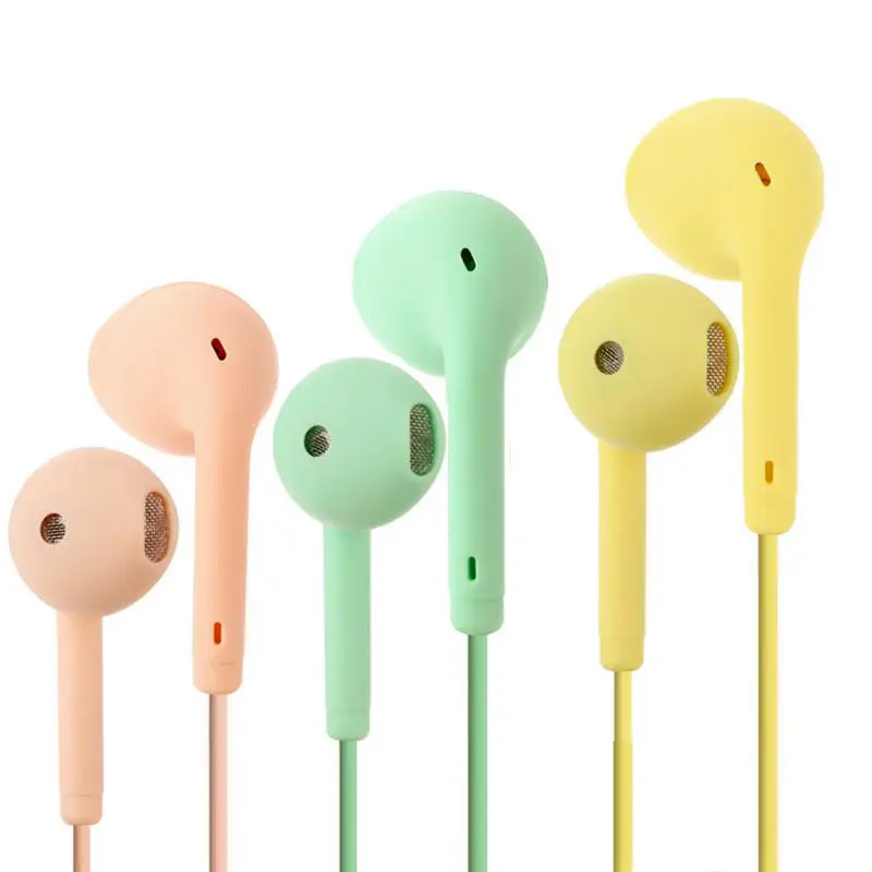 Macaron Color Earbuds Earphone Wired Stereo Headset For Mobile Phone Wired Earphone With Mic