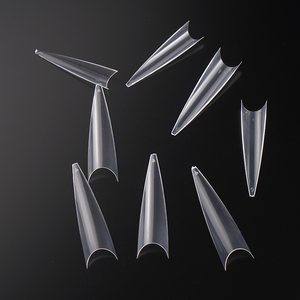 Çivi ipuçları kutu plastik 500 adet temizle ekstra uzun xxl sivri yanlış yapay c eğrisi stiletto tırnak ipuçları - Product Image 3