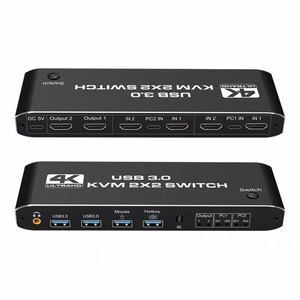 2x2 HDMI kvm开关4K 60hz双显示器KVM HDMI扩展显示器USB KVM切换器2进2出，用于2台计算机共享2台显示器 - Product Image 1