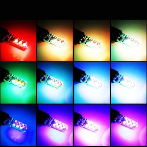 A80 evrensel RGB T10 LED COB 12SMD araba ampuller 12V renkli çok modlu uzaktan kumanda kama işareti okuma için yeni - Product Image 6