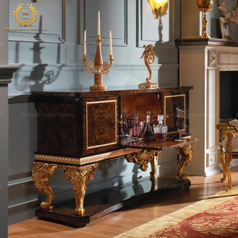 Мебель Rococo, Королевский роскошный винный шкаф для гостиной, шкаф из массива дерева