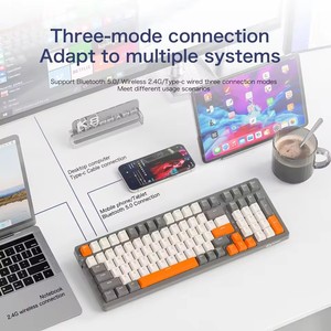 Teclado mecánico inalámbrico coreano K8 de 100 teclas, conexión tri-modo, tecla completa, junta de efectos de iluminación de intercambio en caliente, estructura de silenciador - Product Image 4