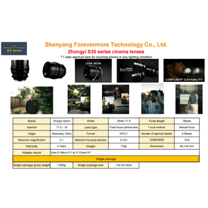 ZhongYi optik Firefly serisi 20mmT1.0 aps-c formatı sabit odak Cine lens NikonZ/nikfe/CanonR/FX mounts ile uyumlu - Product Image 6