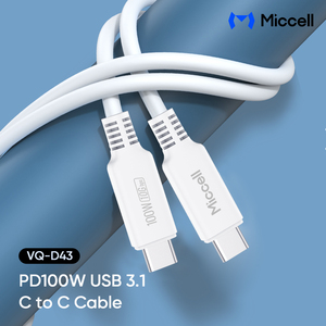 Miccell PVC Trançado Cabo De Alimentação Carga Rapida Usb-c Cabo De Carregamento Rápido 100w Funcional Carregador Super Rápido Tipo c Cabo para Telefone