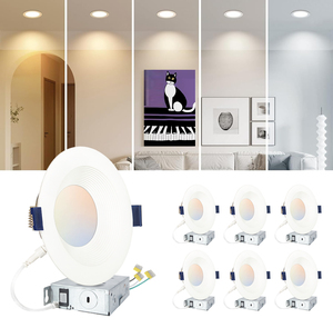 <strong>LED</strong> Recessed Ceiling Light with Junction Box White 4' 9W Baffle <strong>LED</strong> Panel Light Downlight High Brightness Easy Installation - Product Image 1