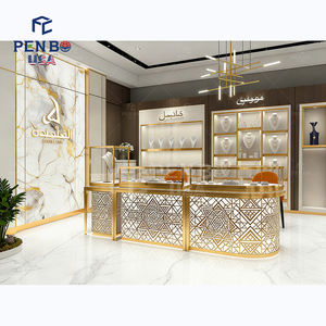 Miễn phí thiết kế siêu sang trọng Cửa hàng đồ trang sức thiết kế nội thất tùy chỉnh thực hiện OEM thương mại cấp LED chiếu sáng vàng trang sức Showcase - Product Image 4